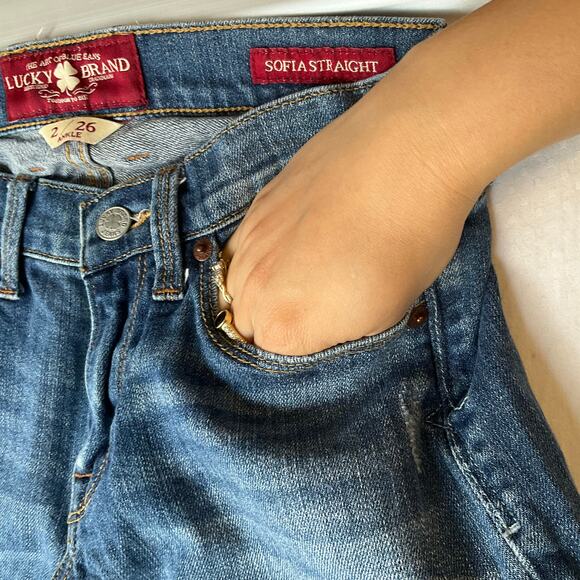 Lucky Brand Women Sofia Straight Jeans size 2 / 26 Blue Mid Rise Ankle - Picture 7 of 10